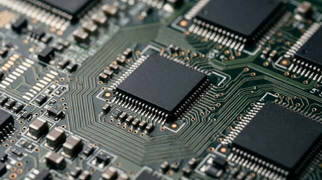 Dram Memory Chip Circuit Board Close-up Macro Detail