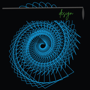 Abstract Geometric Spiral Background Design with Blue Line Pattern