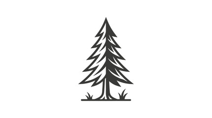 Obraz premium Black silhouette of a pine tree.