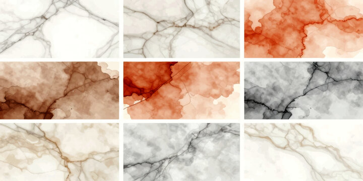 Grunge textures collection of watercolor backgrounds set, aged paper and vintage grunge patterns, crumpled brown paper, rough wall and stone surfaces, abstract textured design backdrop