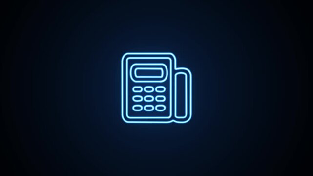 Blue neon landline phone icon
