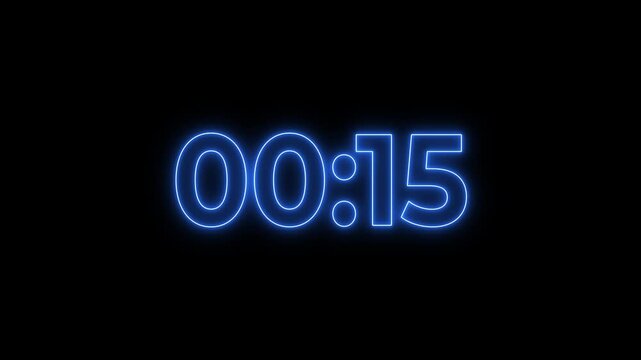 30 seconds countdown timer animation, 30-0 counting down seconds neon number motion graphic 4k animation , digital countdown clock, glowing numbers, live stream, event opener and broadcast graphics.