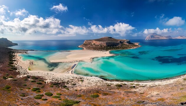 panoramic view of balos beach lagoon in crete