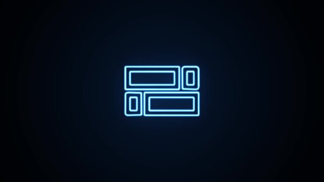 Blue neon rectangle layout icon