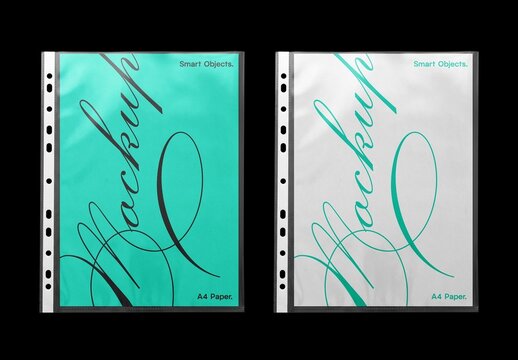 Paper with Page Protector Mockup For Product And Branding Design