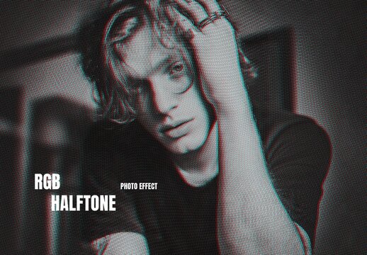 RGB Halftone Photo Effect For Poster And Print Design
