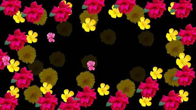 Vibrant Red and Yellow Floral Pattern Animation Video