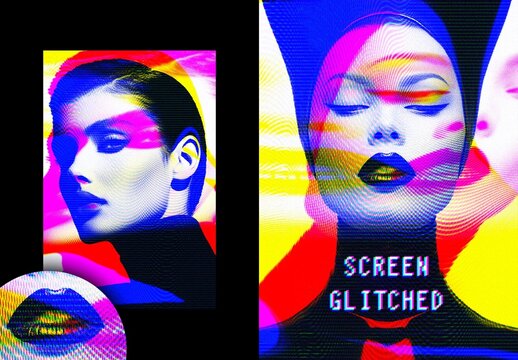 Screen Glitched Poster Effect For Poster And Social Media Design