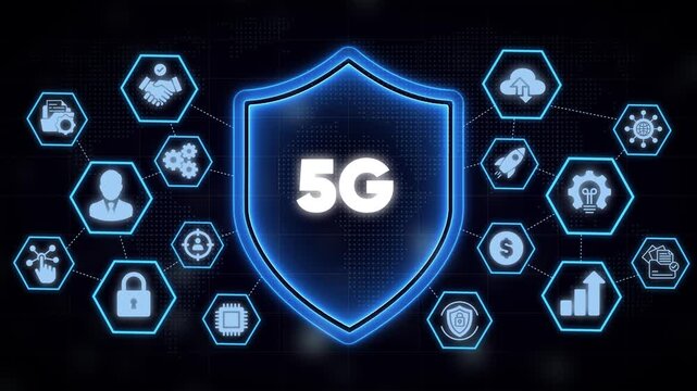 5 g network security shield concept: digital cyber protection and global connectivity desi
