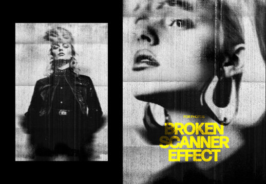 Vertical Broken Scanner Effect For Poster And Print Design