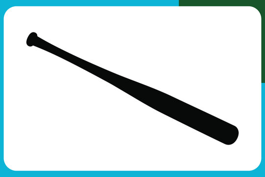 Baseball bat on white background with blue border  sports equipment