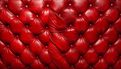 Naklejka premium Close-up of richly textured, tufted red leather upholstery