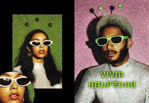 Vivid Halftone Poster Effect For Poster And Print Design