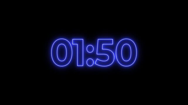 2 Minutes countdown timer with black background. 4K UHD countdown animation. Digital clock timer 2 to 0. no Sound. , 2:00 minutes displays a timer counting down minutes and seconds