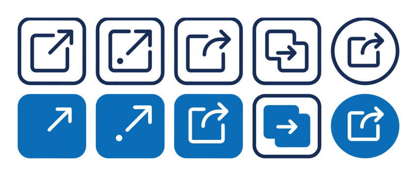 External link icon set with arrows for web interface design elements.