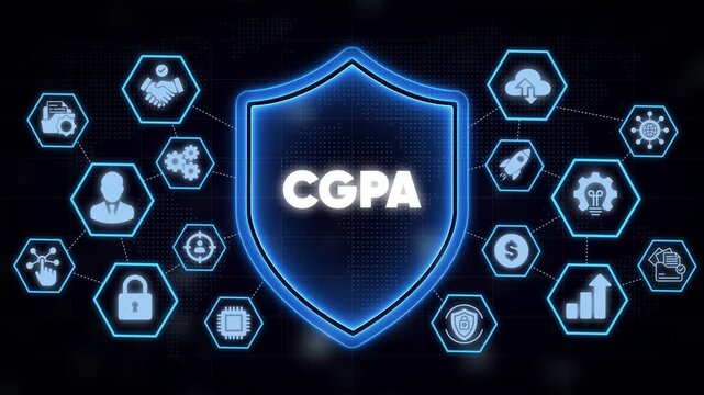 Cgpa academic achievement concept with digital shield and network motion education point