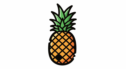 Obraz premium A colorful illustration of a pineapple with green leaves and a yellow-orange body