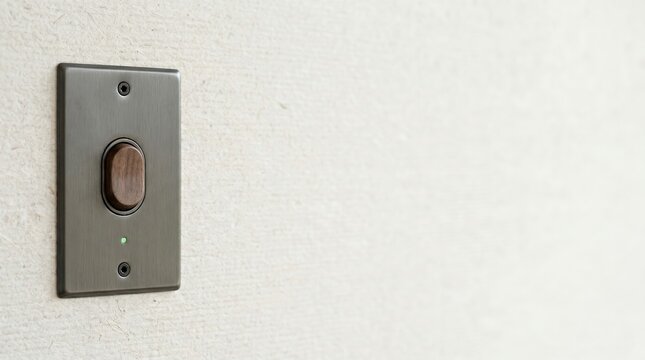 Traditional doorbell button on a light wall