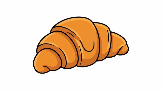 A cartoon illustration of a golden-brown flaky crescent-shaped pastry