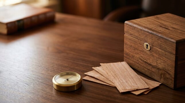 Organized Wooden Desk with Vintage Essentials