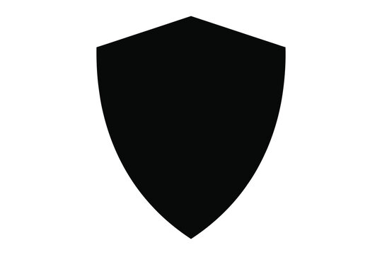 Simple black shield graphic with transparent background for various uses