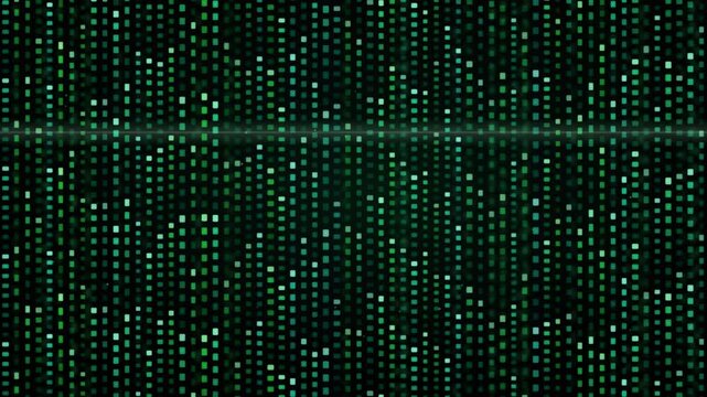 Abstract green digital matrix background with glitch light pulse effect, perfect for technology, data, and cyber security concepts
