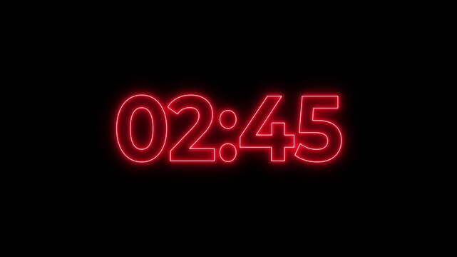 3 Minutes countdown timer with black background. 4K UHD countdown animation. Digital clock timer 180 to 0. no Sound. , 3 minutes displays a timer counting down minutes and seconds