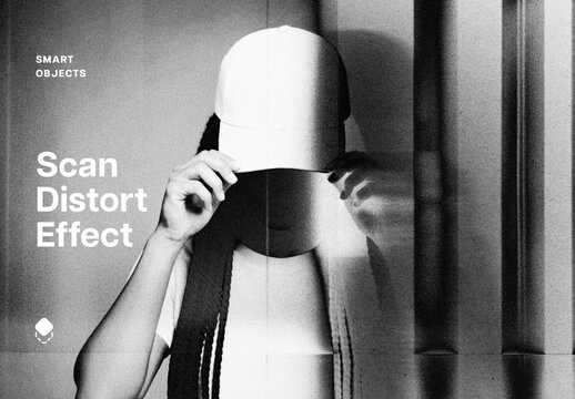 Scan Distortion Photo Effect For Poster And Social Media Design