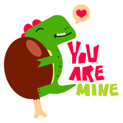 cute dinosaur hugging a meat shirt design © galord