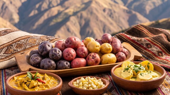 Authentic Regional Food of Peru with Colorful Andean Potatoes