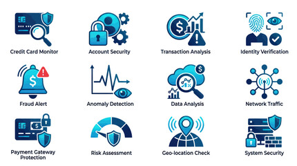 Cybersecurity icons for business technology. © Robot