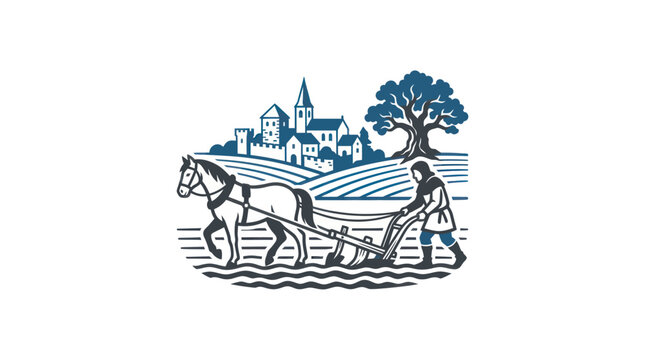 Man plowing field with horse.
