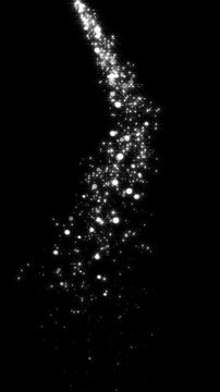 white stars and bokeh lights sparkle glitters light trail alpha channel loop 4k animation, shiny glowing particles isolated social media motion design element