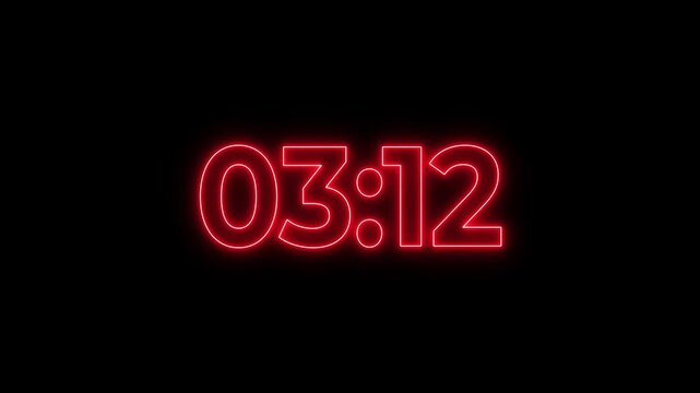3:30 Minutes countdown timer with black background. 4K UHD countdown animation. Digital clock timer 210 to 0. no Sound. , 3.30 minutes displays a timer counting down minutes and seconds