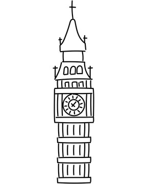 Elizabeth tower Big Ben london Vector Sketch design tattoo art