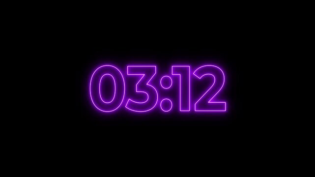 3:30 Minutes countdown timer with black background. 4K UHD countdown animation. Digital clock timer 210 to 0. no Sound. , 3.30 minutes displays a timer counting down minutes and seconds