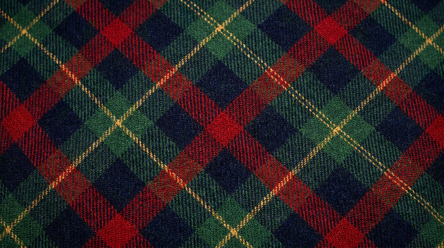 Vibrant red and green tartan plaid texture with yellow accent lines.