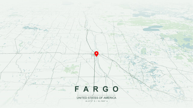 Modern minimalist vector map of Fargo, North Dakota, USA. High-quality scalable illustration of Fargo Cass County city grid for posters design.