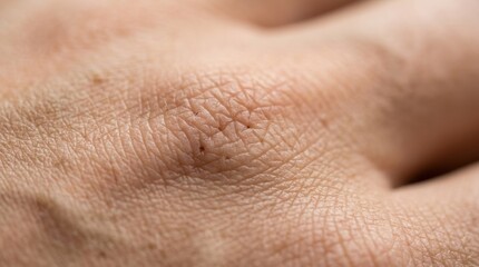 Fototapeta premium A close-up of a human hand with visible veins and a small, dark spot on the skin.