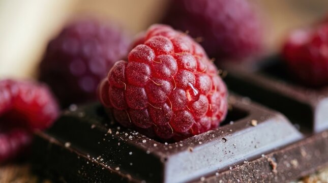 Raspberries on a wooden table. The berry concept of sweet and nutritious.