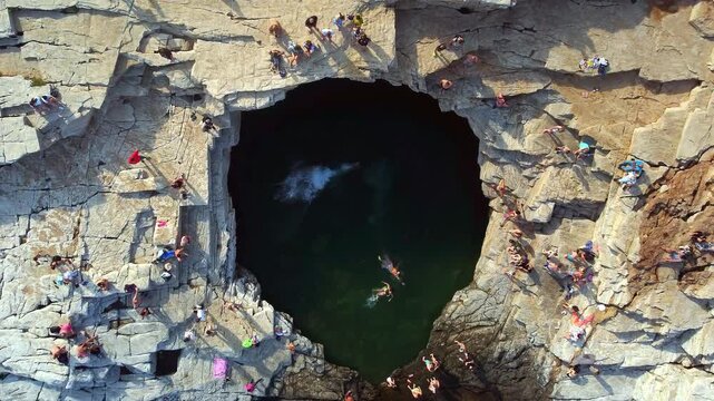Cliff Jumper at Giola Natural Pool on Thasos Island