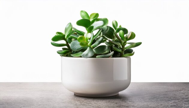 Small Jade Plant In White Ceramic Pot Isolated On Transparent Png Background Indoor Succulent Decoration And Houseplant Concept