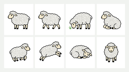 Obraz premium Sheep in Various Poses.