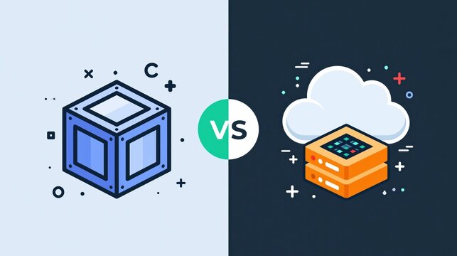 Box icon representing local infrastructure versus cloud hosting solutions for scalable enterprise data management systems.