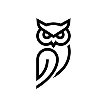Minimalist black and white owl icon vector illustration design.