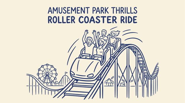 Exhilarating High Speed Roller Coaster Ride in Vibrant Amusement Park Featuring Dynamic Steel Track Curves and Adrenaline Thrill Experience for Joyful Summer Outdoor Adventure Leisure.