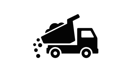 Fototapeta premium Vector illustration of dump truck icon, construction vehicle unloading cargo on a transparent background