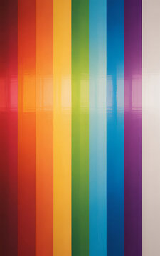 Vibrant rainbow colored stripes with reflective surface and white background