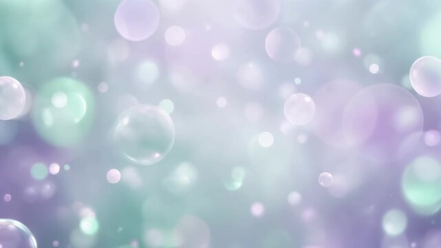 Soft pastel background with translucent floating bubbles and light bokeh