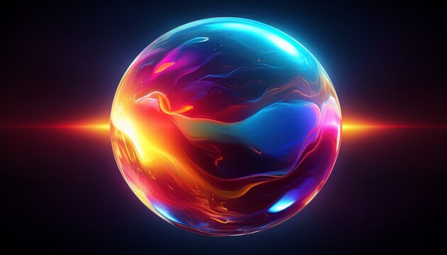 Abstract Colorful Digital Illustration Sphere Glowing Smooth Gradient Modern High Fidelity